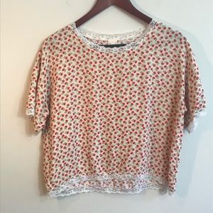 Audrey Ditsy Floral Lace Trim Tee